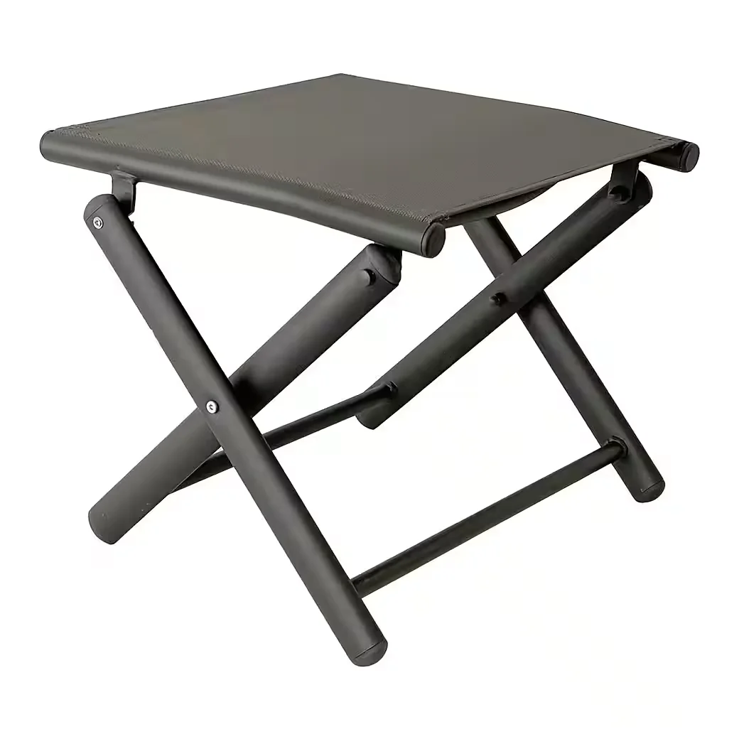 MOJAWO Garten Klapphocker Fußhocker Metall Textilene Anthrazit Grau