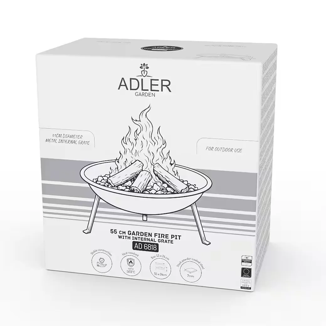 ADLER EUROPE Gartenfeuerschale AD 6818 Stahl pulverbeschichtet mit Rost