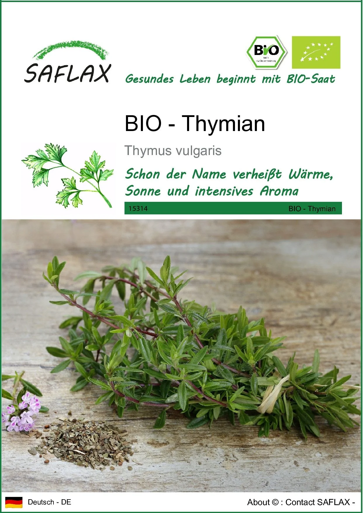SAFLAX Bio Thymian Kräutersamen