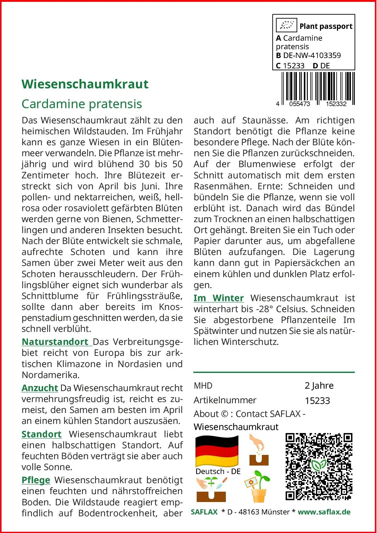 SAFLAX Wiesenschaumkraut Blumensamen
