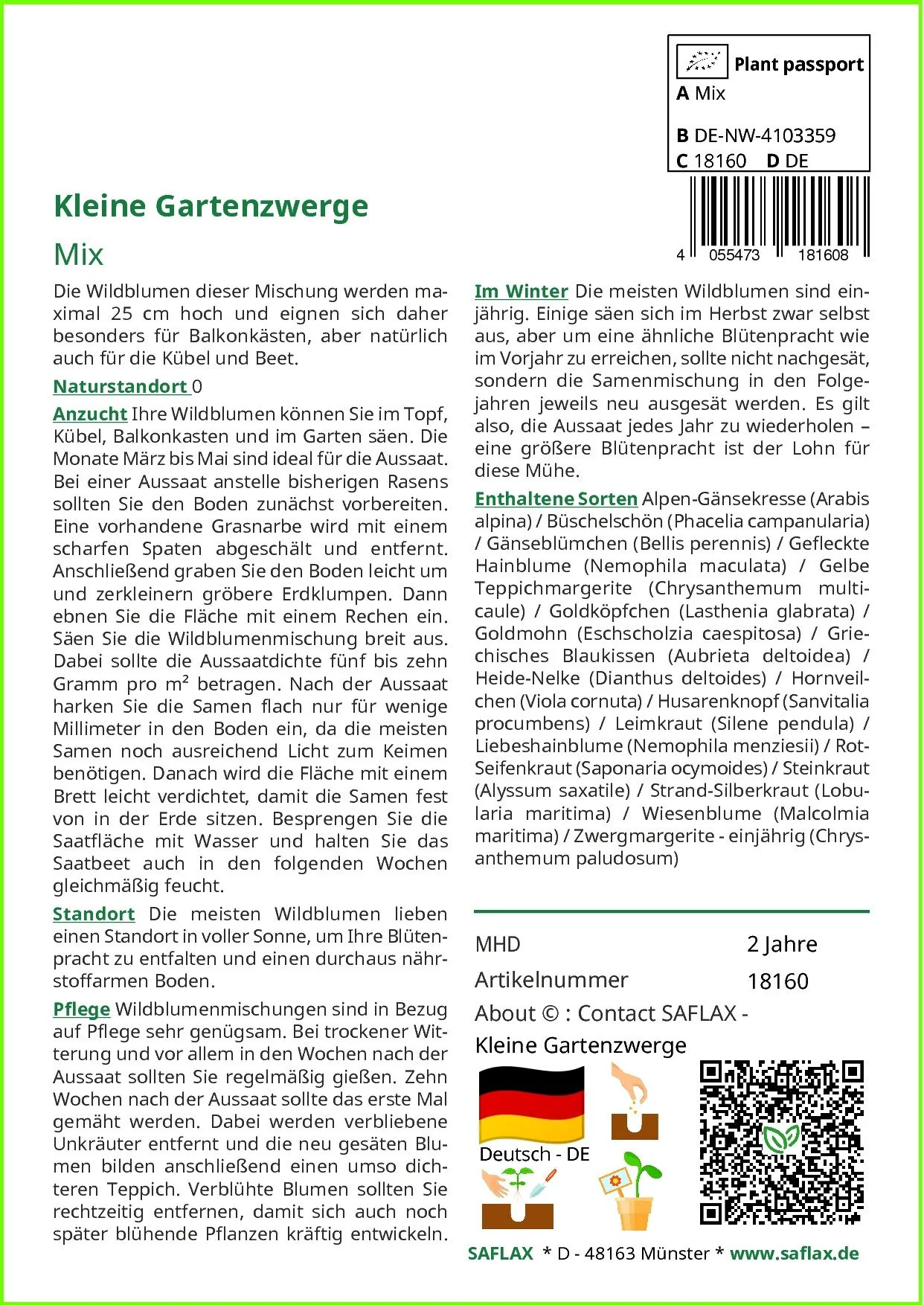 SAFLAX Blumensamen Kleine Gartenzwerge