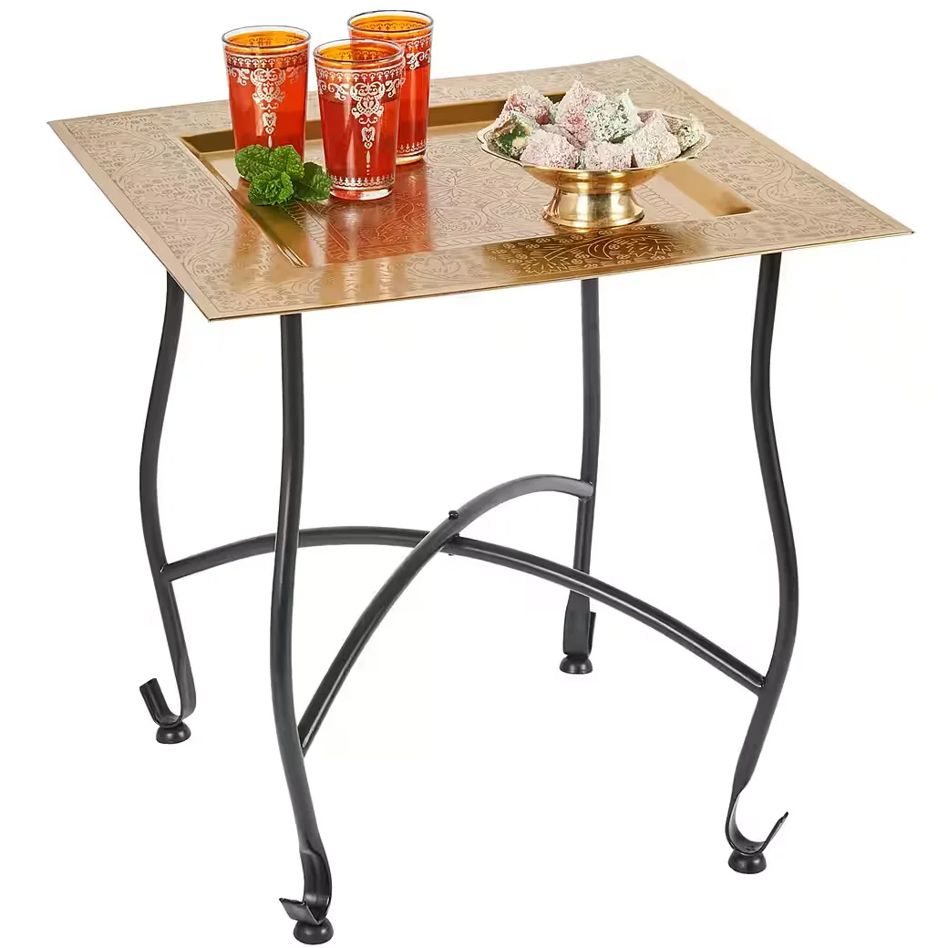 Marrakesch Orient Beistelltisch Sule eckig Gold Metall Klapptisch