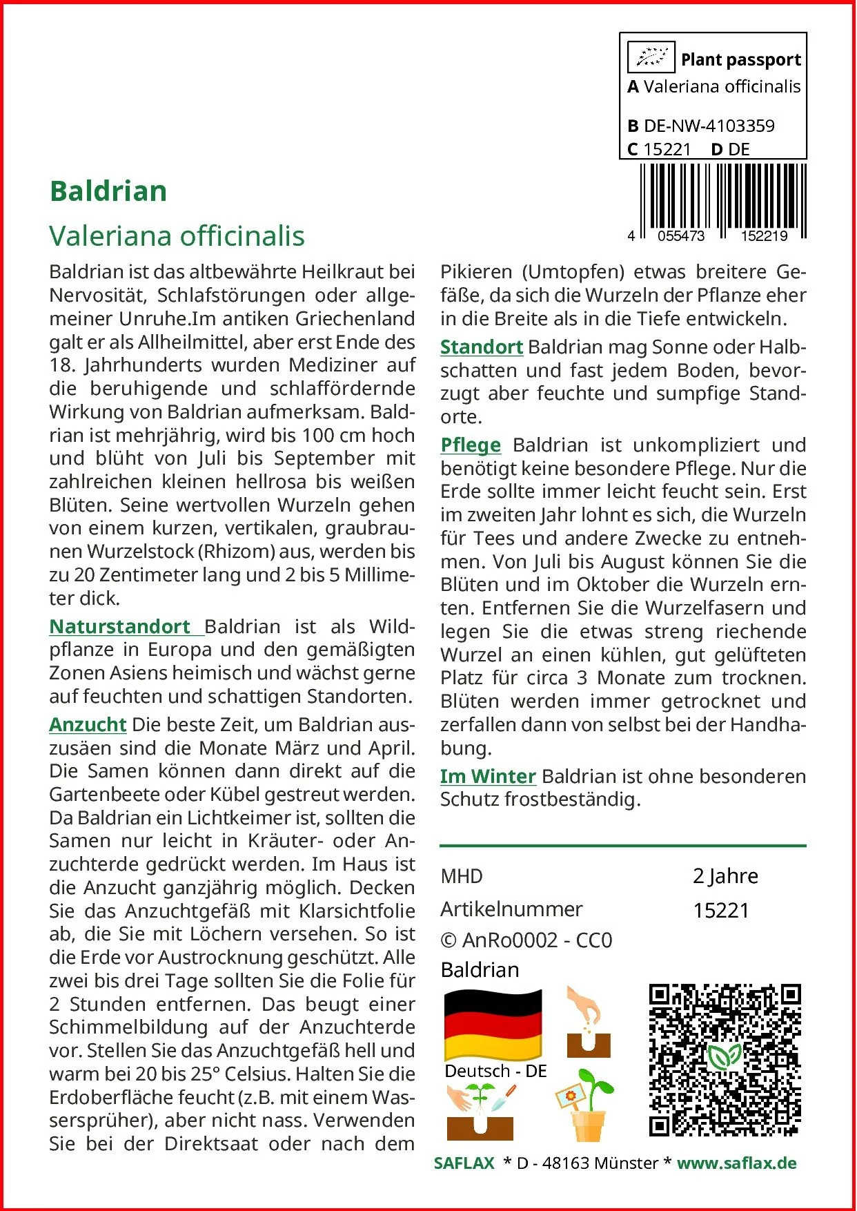 SAFLAX Baldrian Blumensamen
