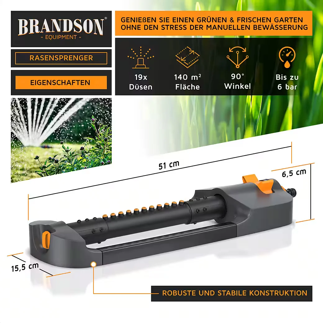 Brandson Viereckregner Rasensprenger Oszillationssprinkler Garten