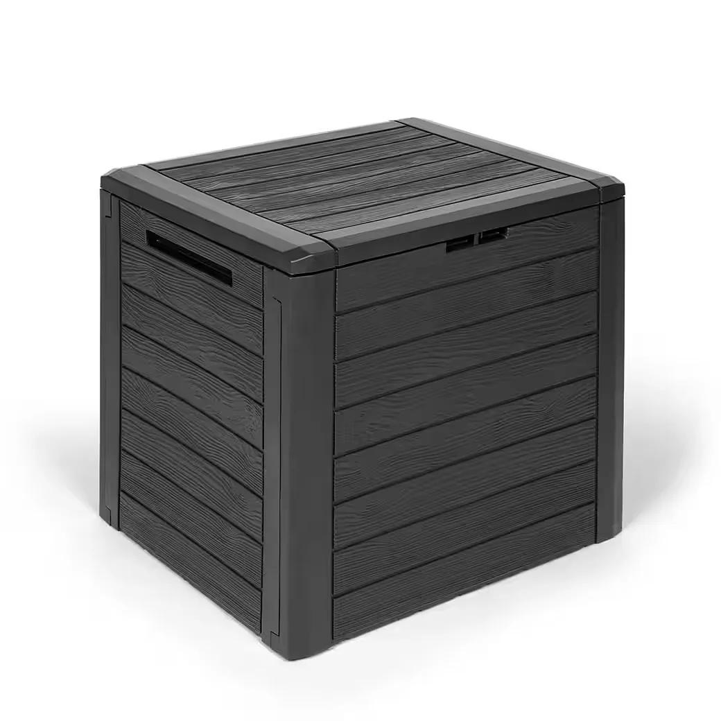 KREHER Kissenbox WOOD 140 L Holzoptik Anthrazit Auflagenbox Garten