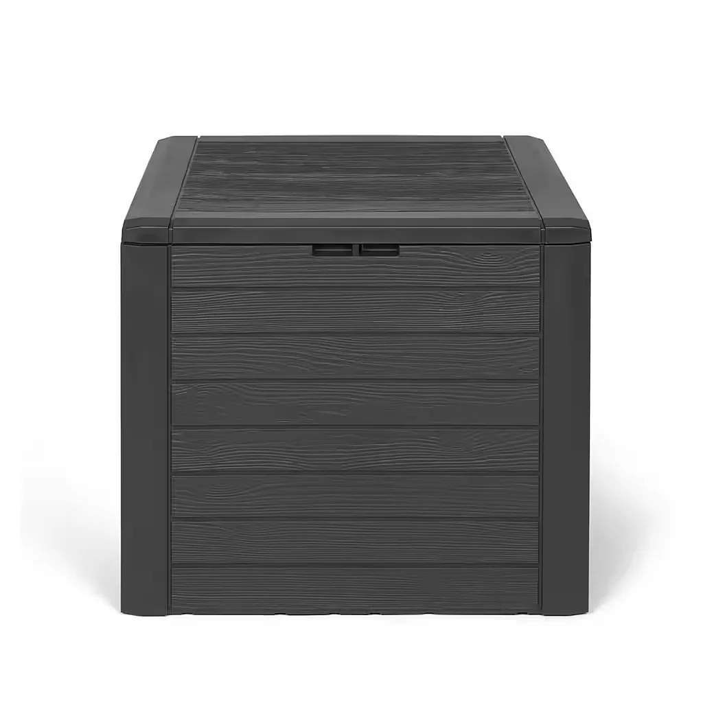 KREHER Kissenbox WOOD 140 L Holzoptik Anthrazit Auflagenbox Garten