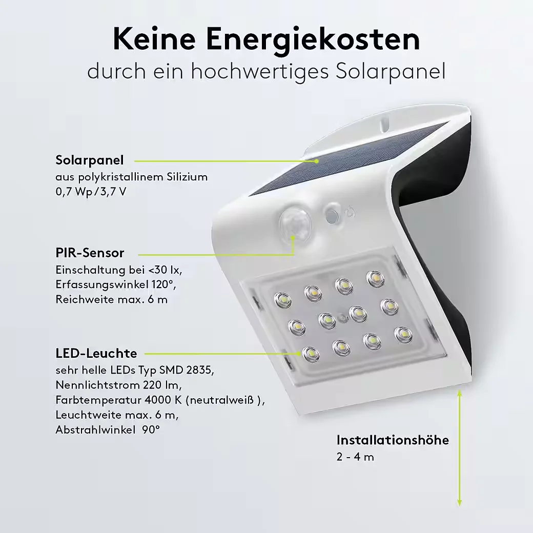 GOOBAY LED Solar Außenstrahler mit Bewegungsmelder 1,5 W Scheinwerfer