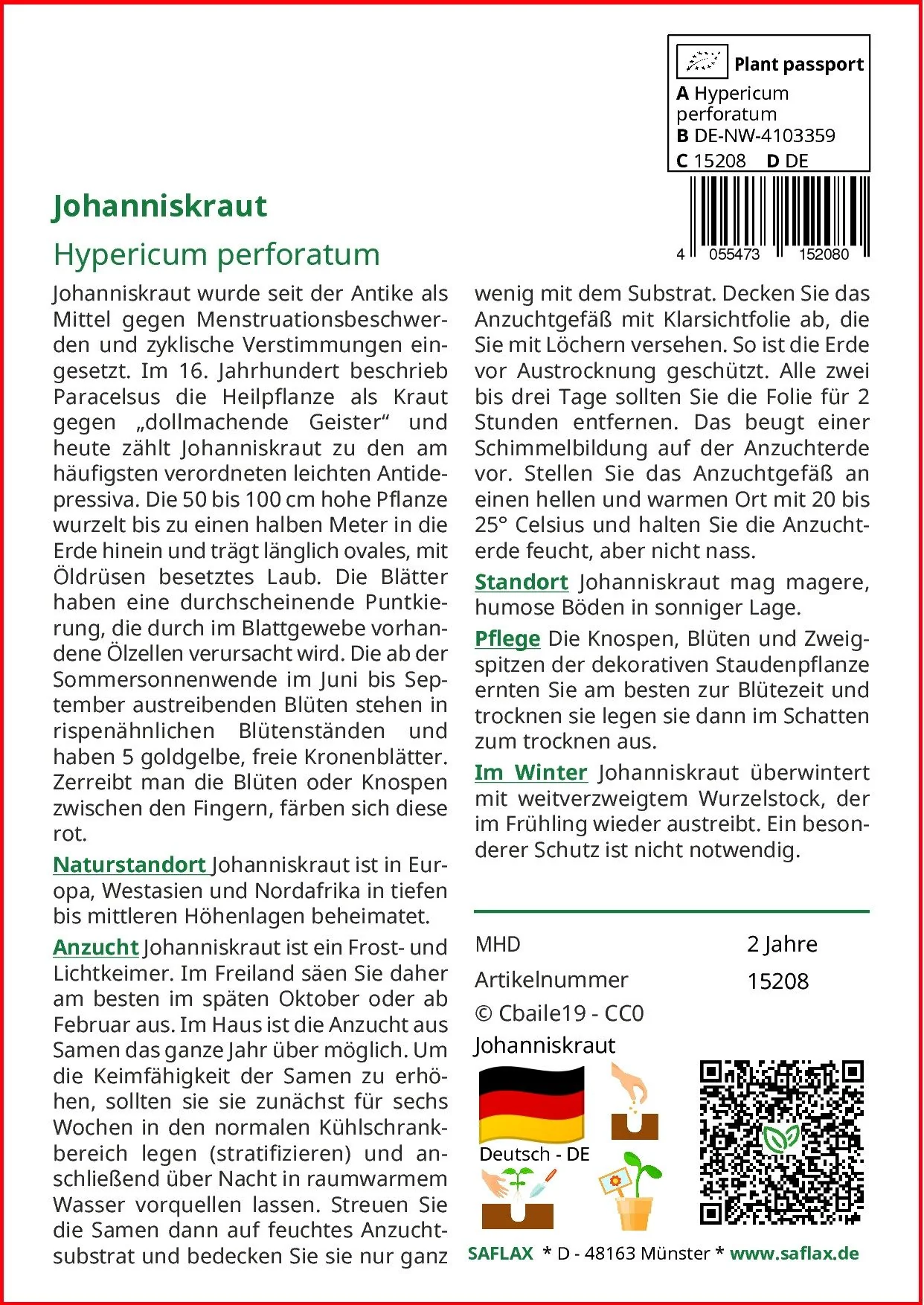 SAFLAX Johanniskraut Samen Blumensamen