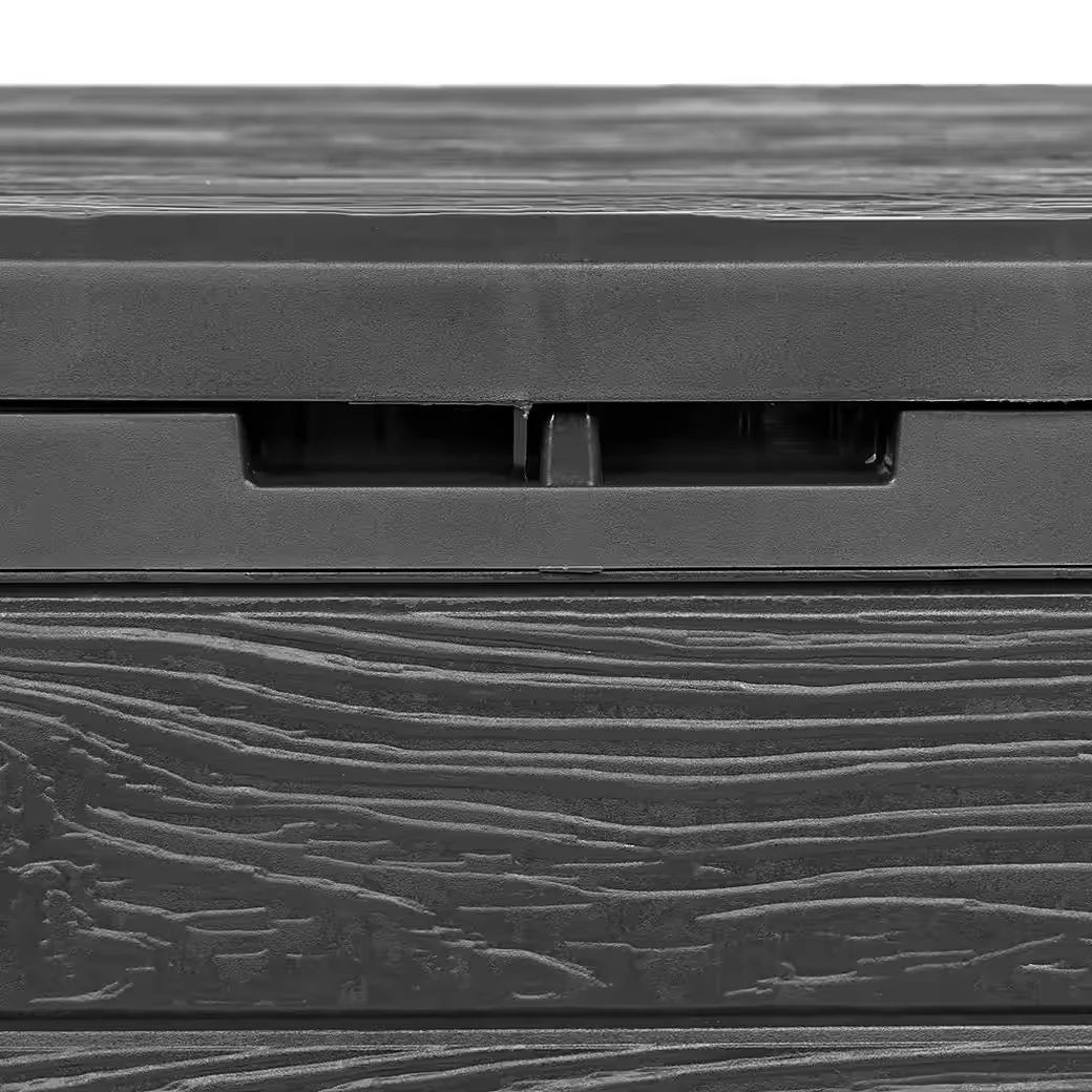 KREHER Kissenbox WOOD 140 L Holzoptik Anthrazit Auflagenbox Garten