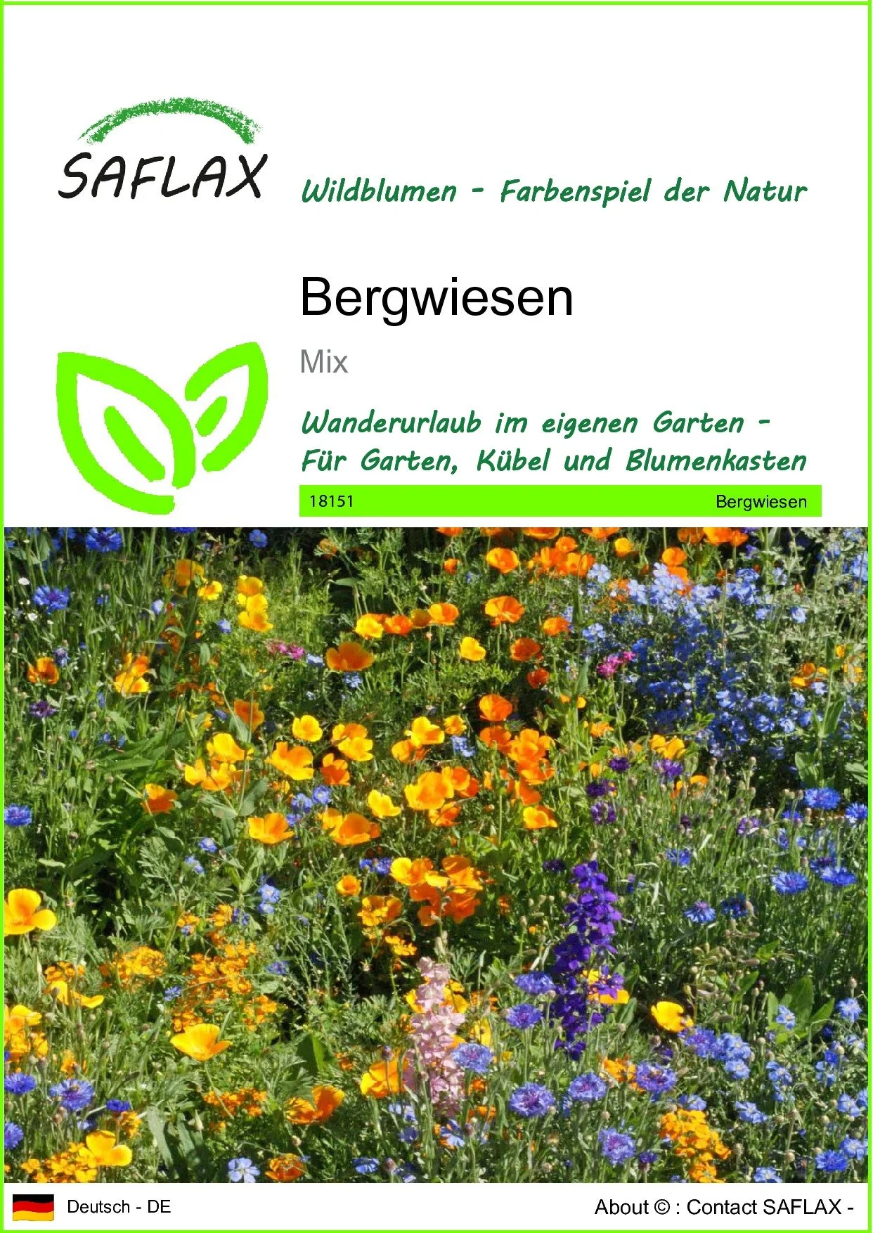 SAFLAX Blumensamen Bergwiesen Wildblumen Saatgut