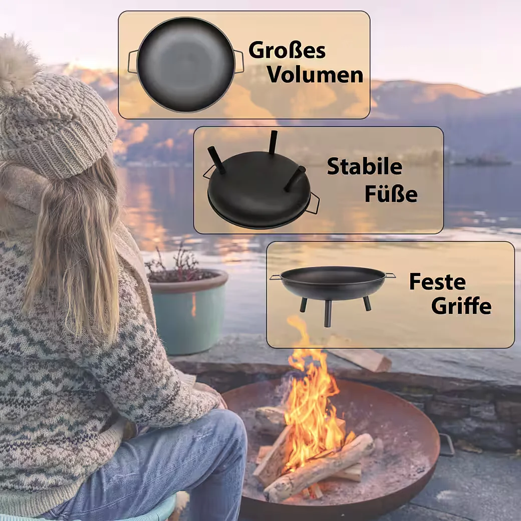 MONTAFOX Feuerschale Metall 58 cm für Garten und Terrasse