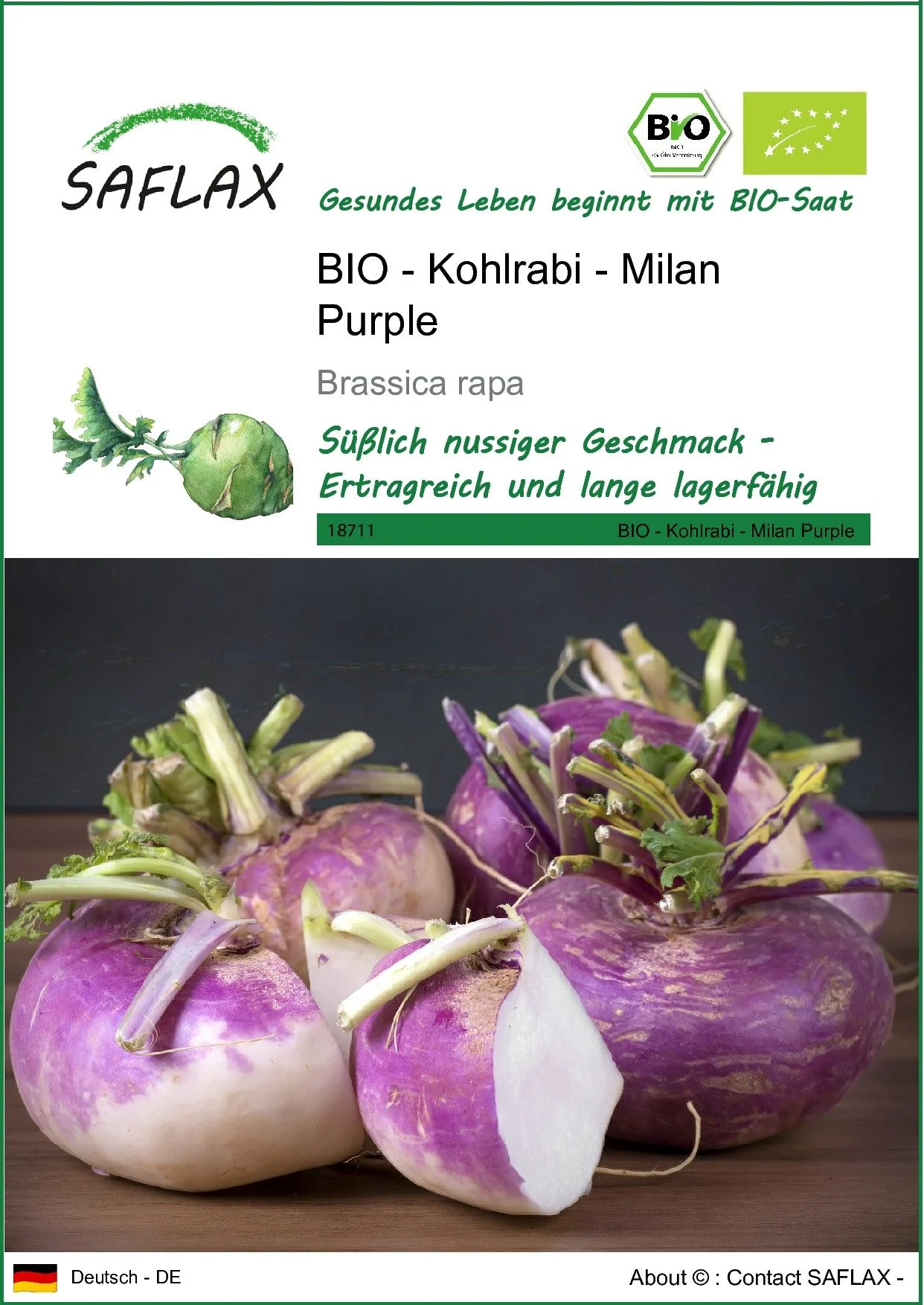 SAFLAX Bio Kohlrabi Milan Purple Samen