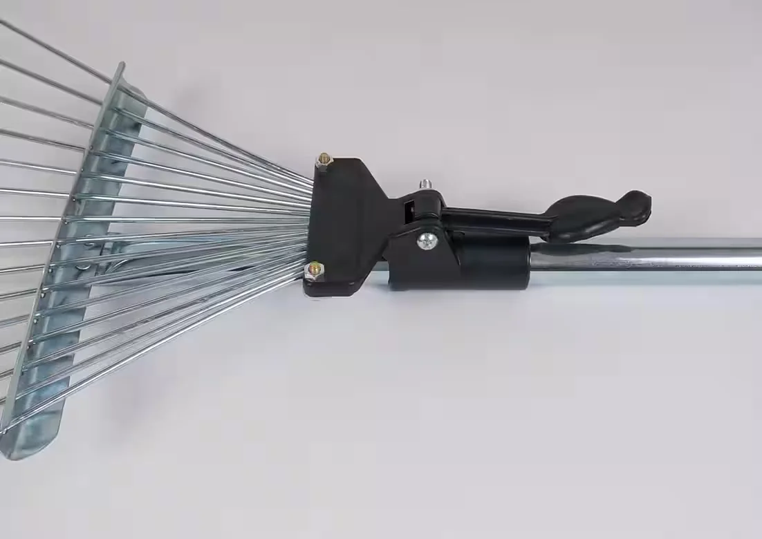 BURI Fächerbesen Laubharke 120-155 cm 15 Zinken Gartenrechen
