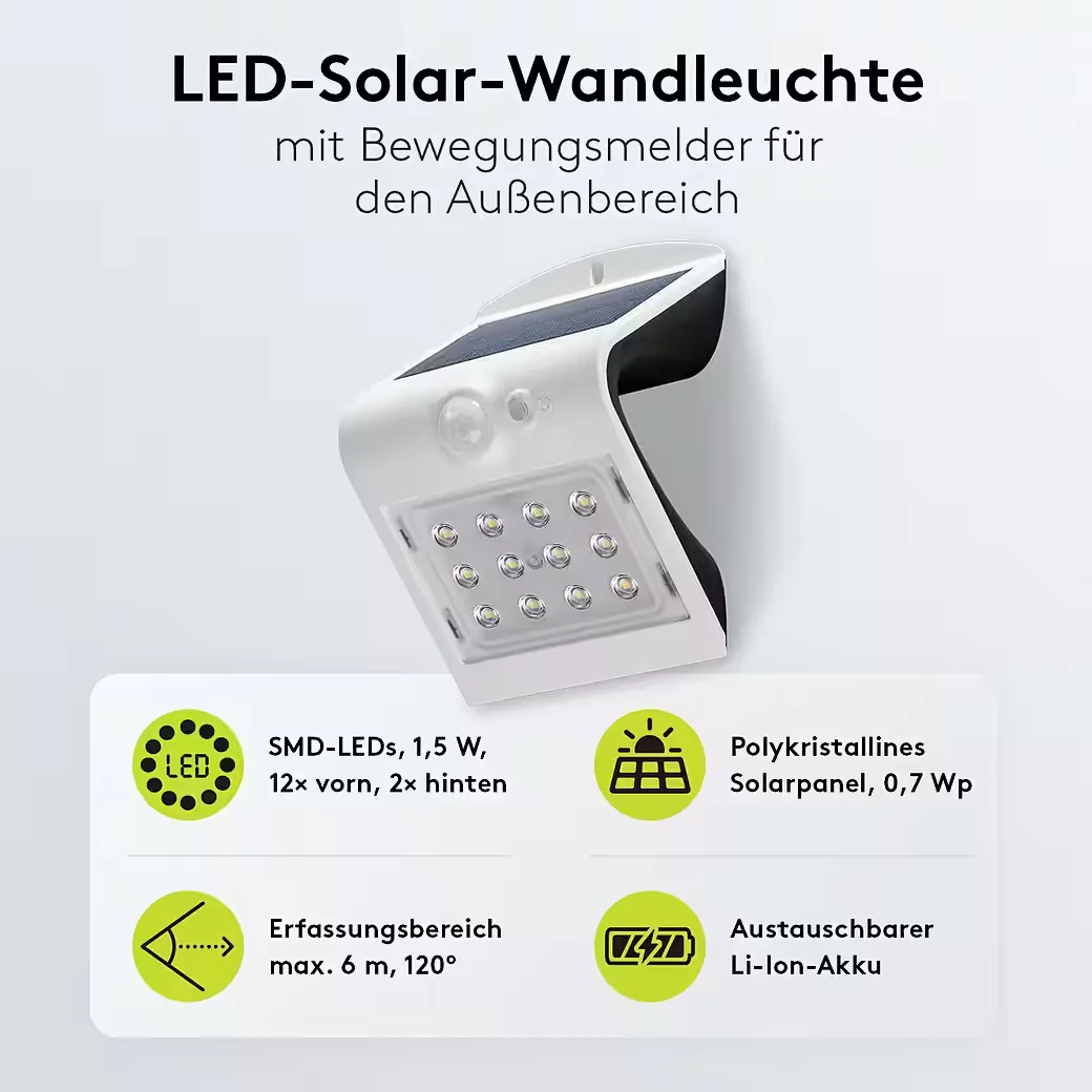 GOOBAY LED Solar Außenstrahler mit Bewegungsmelder 1,5 W Scheinwerfer