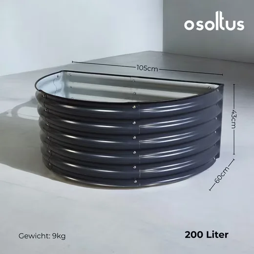 OSOLTUS Hochbeet halbrund Metall 105 x 60 cm Pflanzbeet
