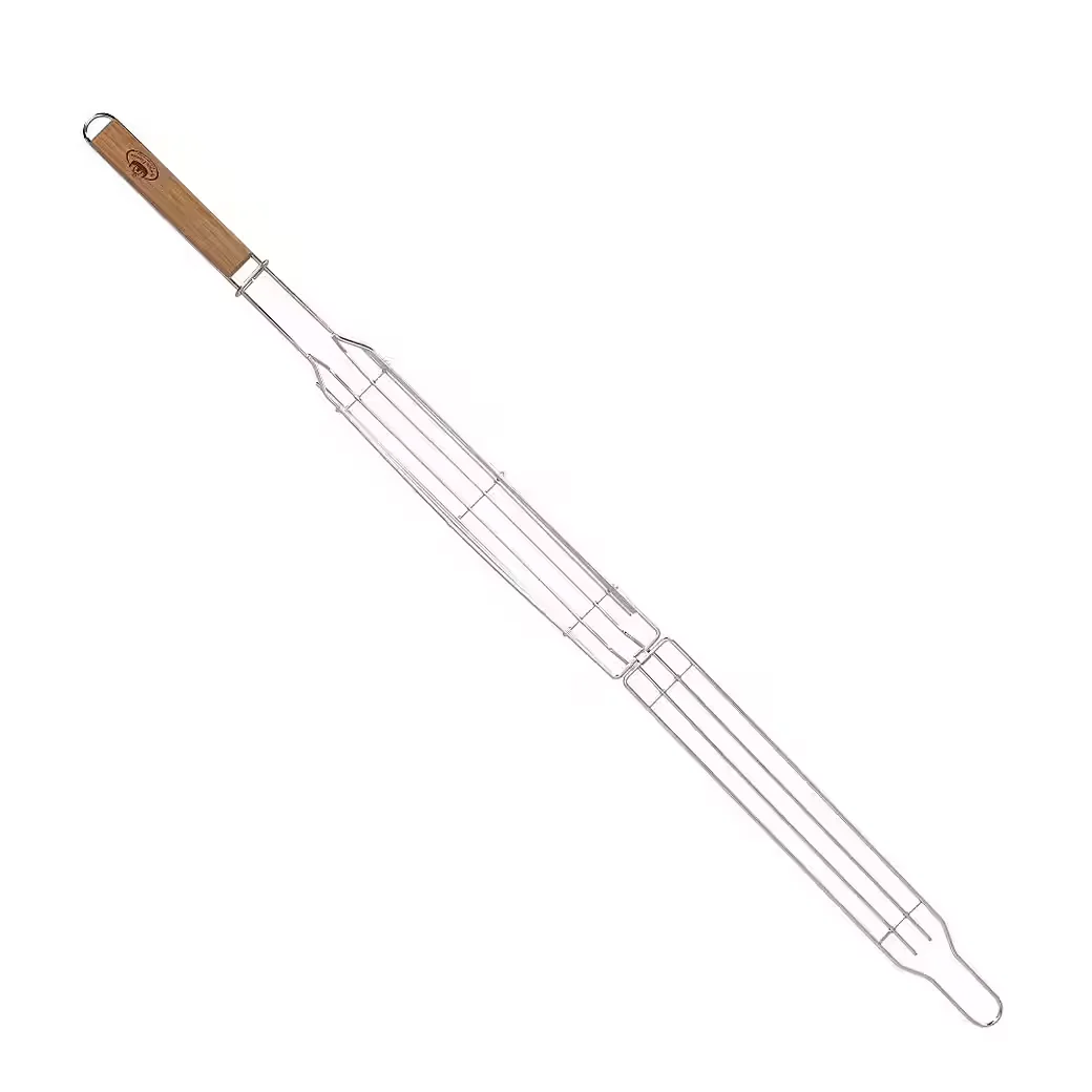 DEGAWO Feuerschale Grill Gemüsehalter Edelstahl mit Holzgriff Camping