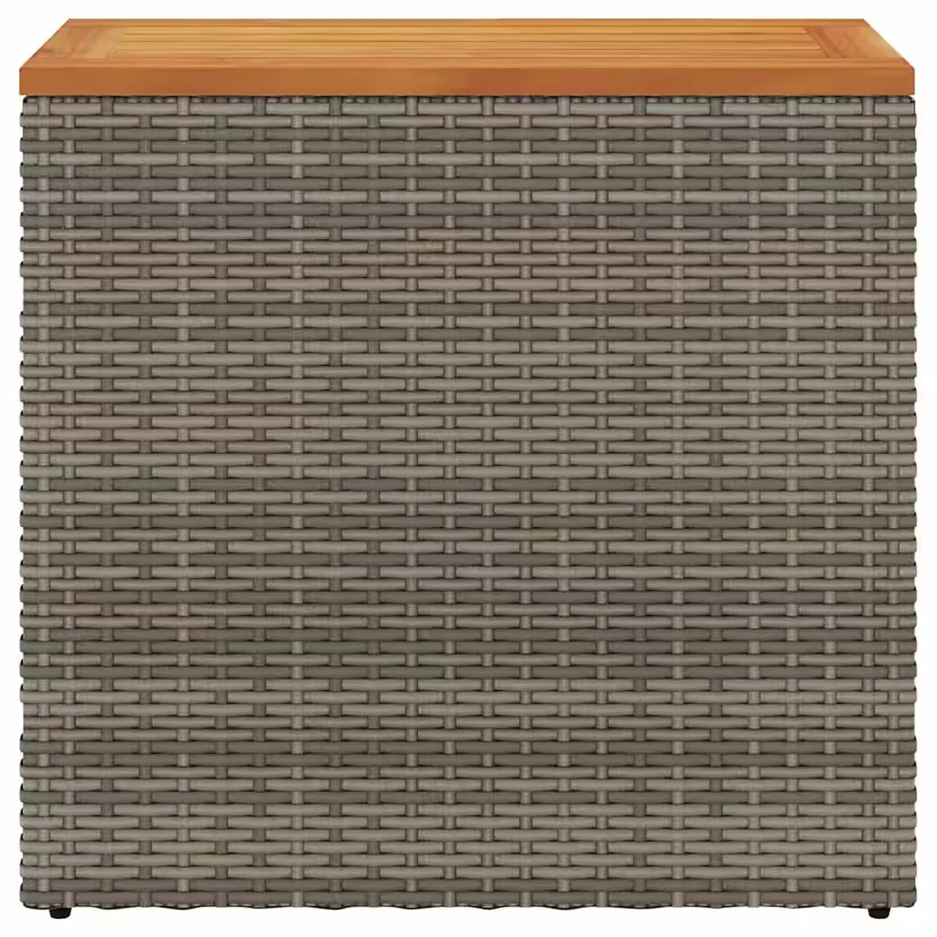 vidaXL Garten-Beistelltisch Rattan Grau mit Holzplatte 58x27,5x55 cm