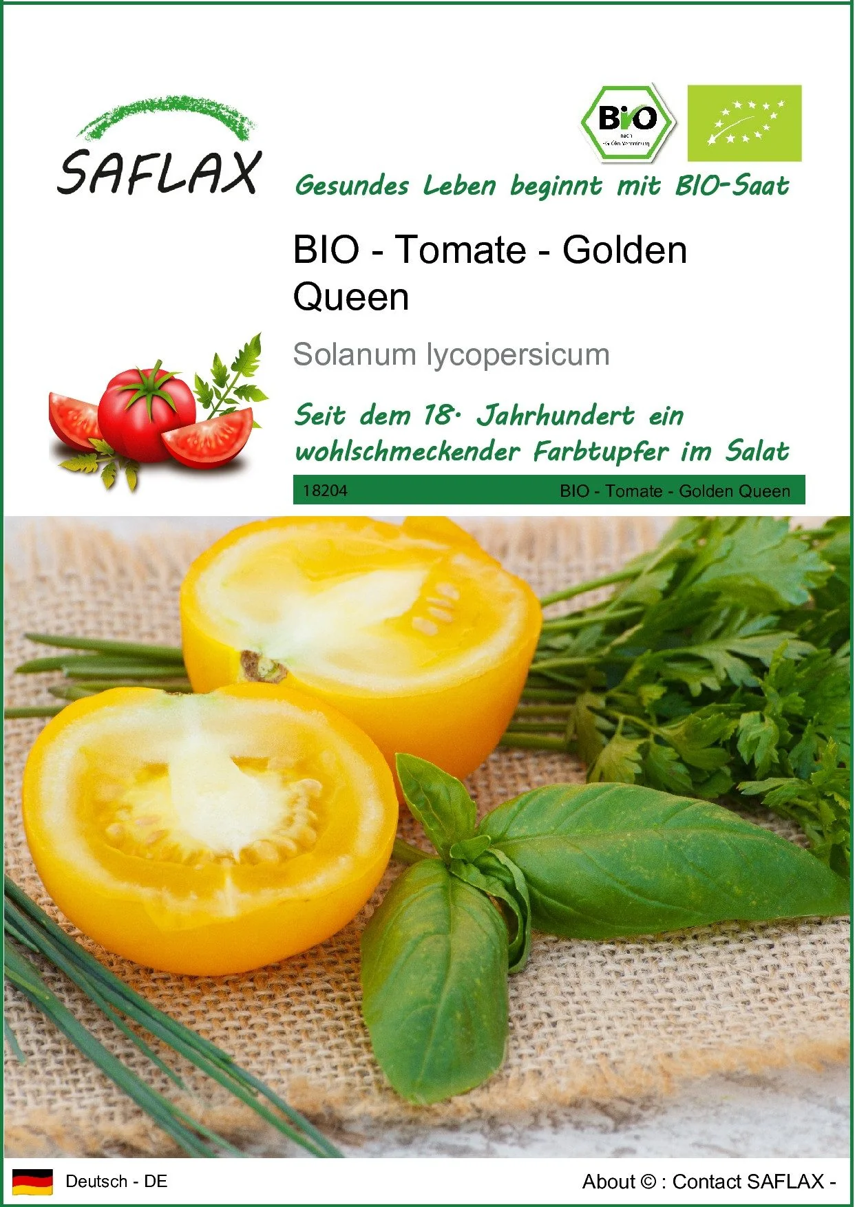 SAFLAX Bio Tomatensamen Golden Queen