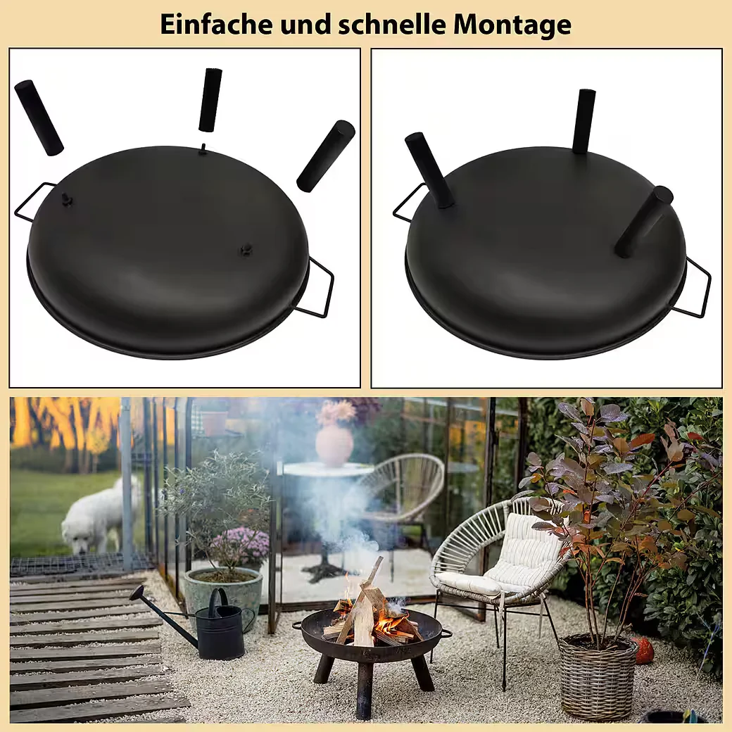 MONTAFOX Feuerschale Metall 58 cm für Garten und Terrasse