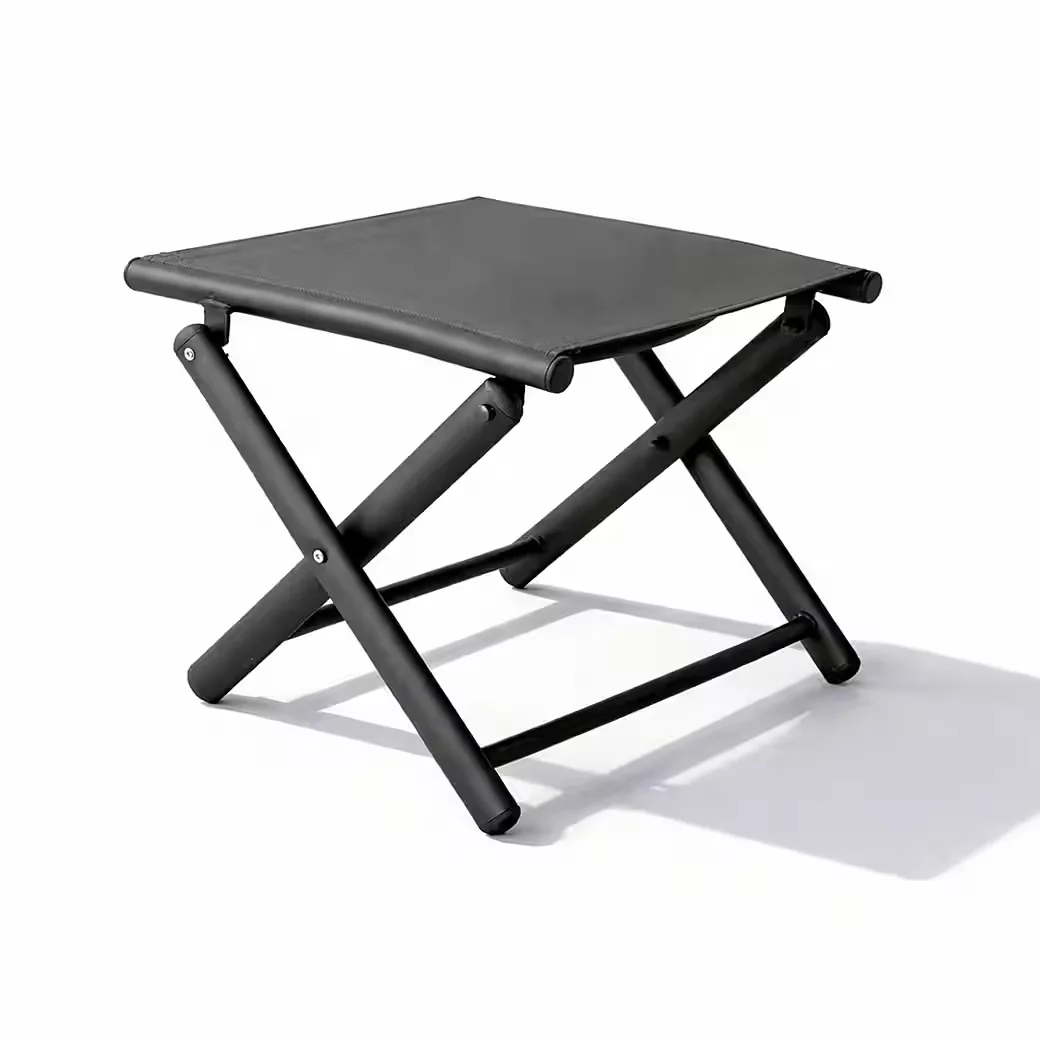 MOJAWO Garten Klapphocker Fußhocker Metall Textilene Anthrazit Grau