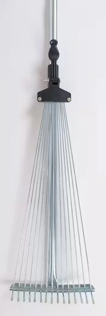 BURI Fächerbesen Laubharke 120-155 cm 15 Zinken Gartenrechen