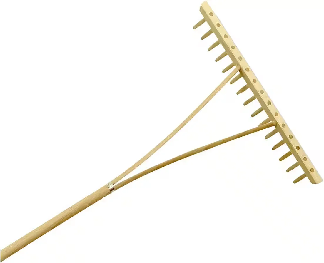 Testrut Holzrechen mit Stiel, einreihig, 15 Zinken