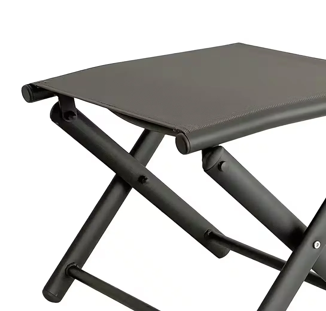 MOJAWO Garten Klapphocker Fußhocker Metall Textilene Anthrazit Grau