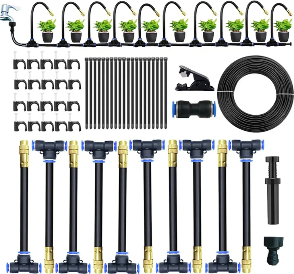 RPSTrading Bewässerungssystem Sprühnebel Kit 10 Düsen 10 m Schlauch