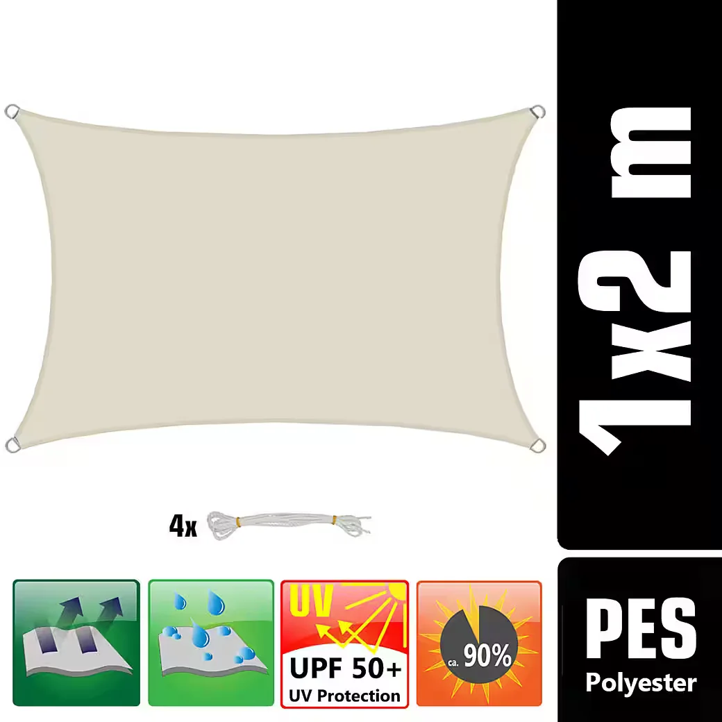 AMANKA Sonnensegel UV Schutz 2x1 m wasserdicht Garten Balkon