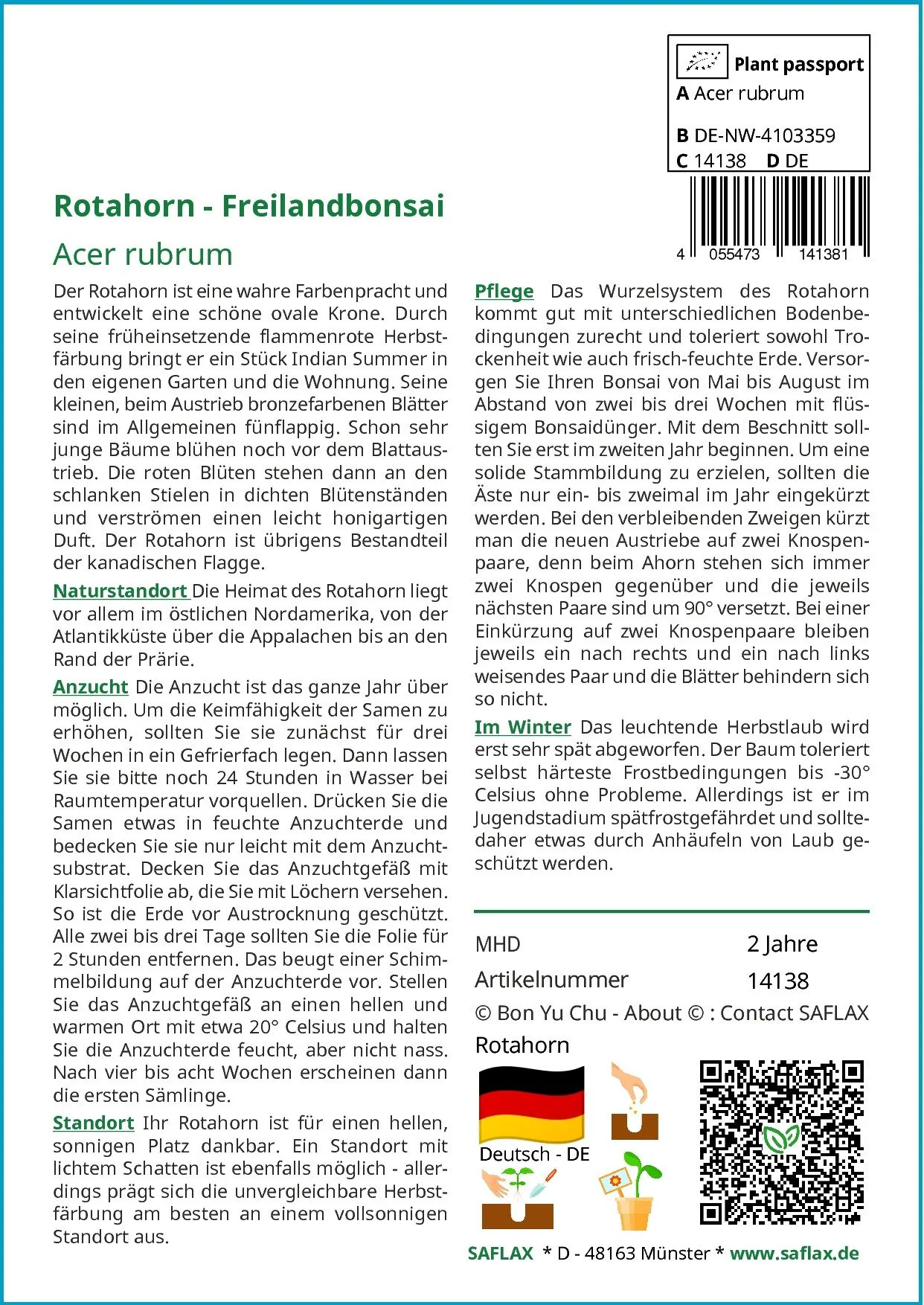 SAFLAX Rotahorn Samen