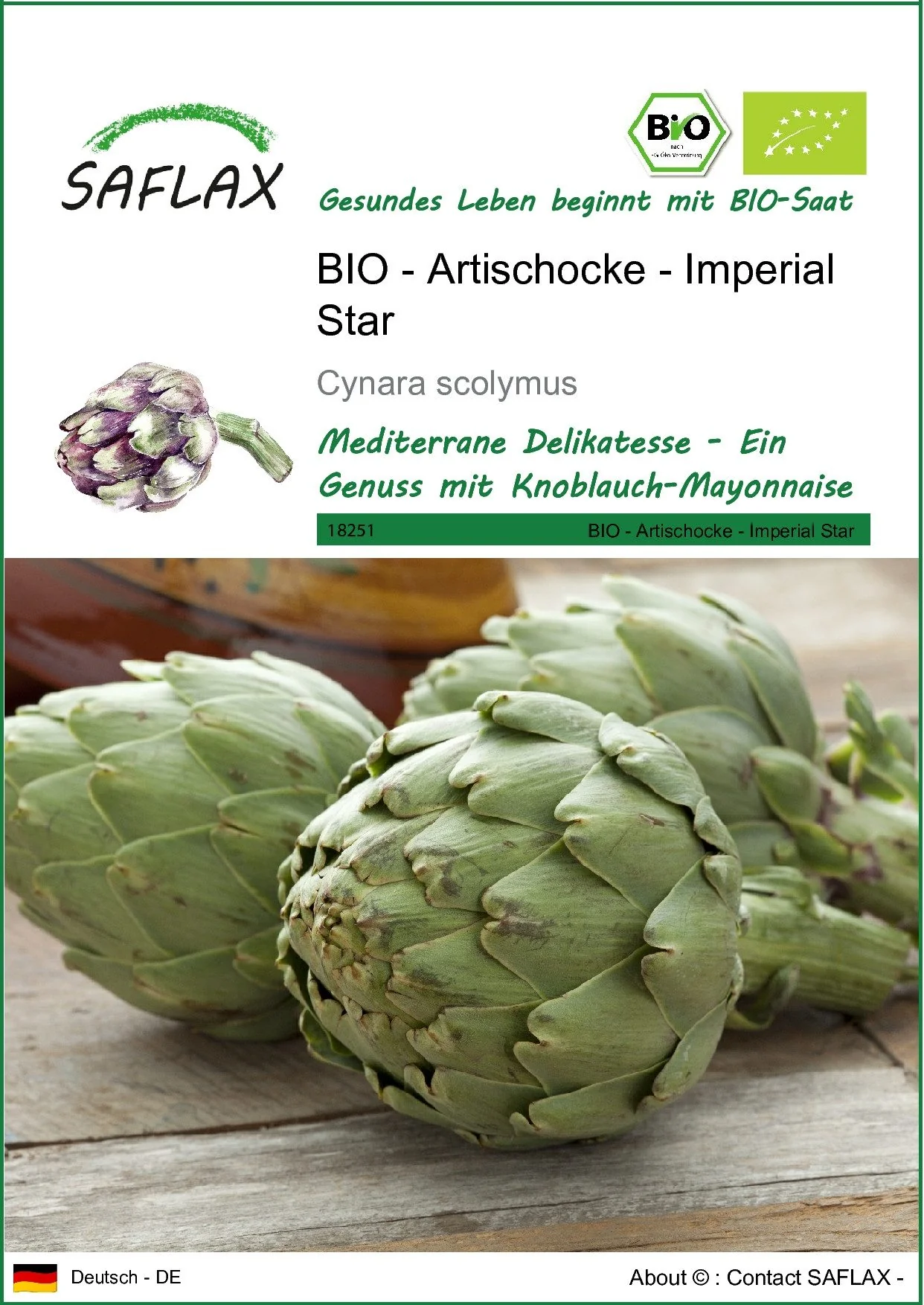 SAFLAX Bio Artischocke Imperial Star Gemüsesamen