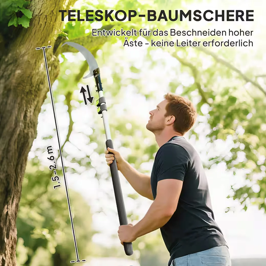 MC STAR Teleskop-Astsäge 1,5–2,6 m Baumschere mit Feststellvorrichtung