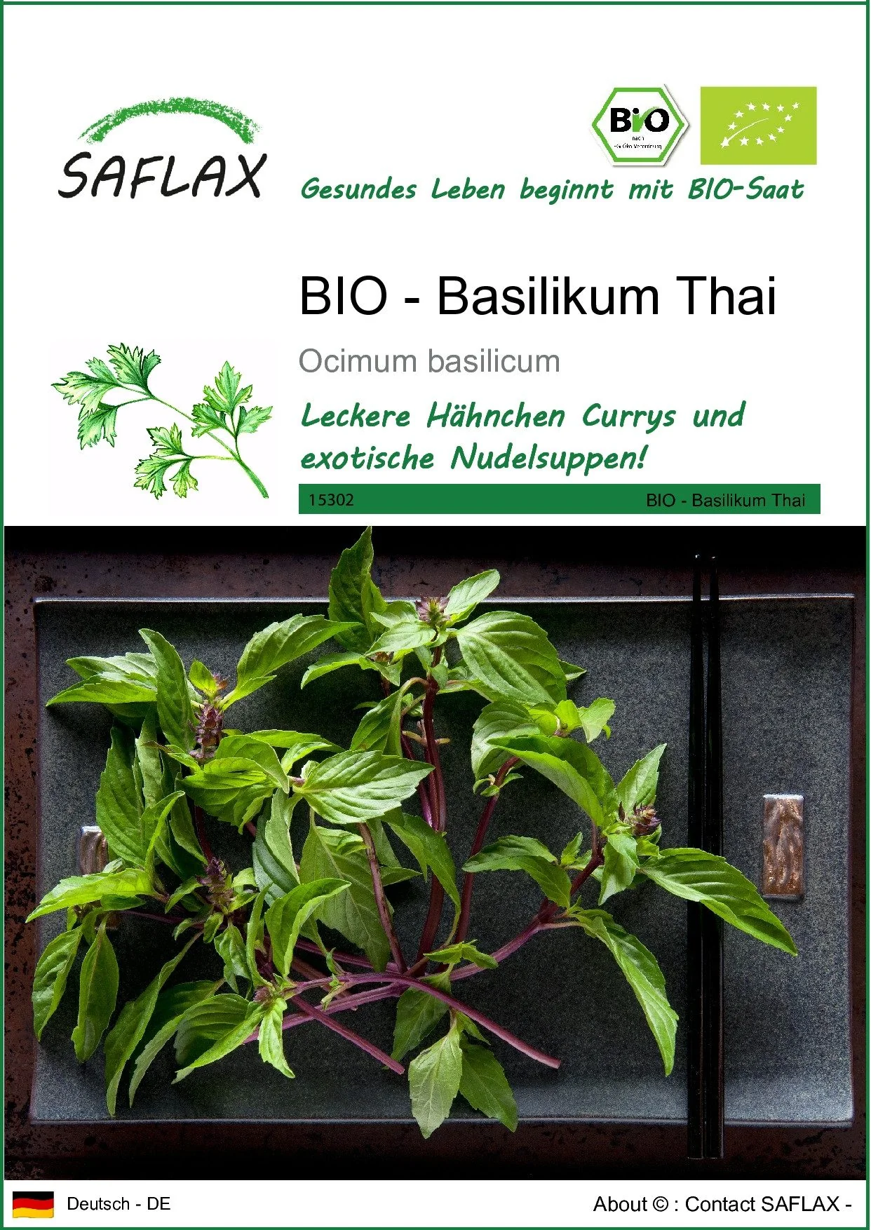 SAFLAX Bio Thai Basilikum Samen