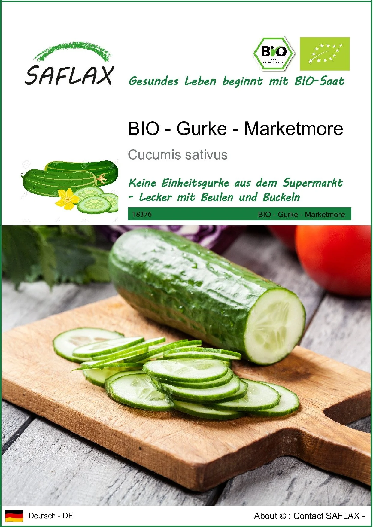 SAFLAX Bio Gurke Marketmore Gemüsesamen