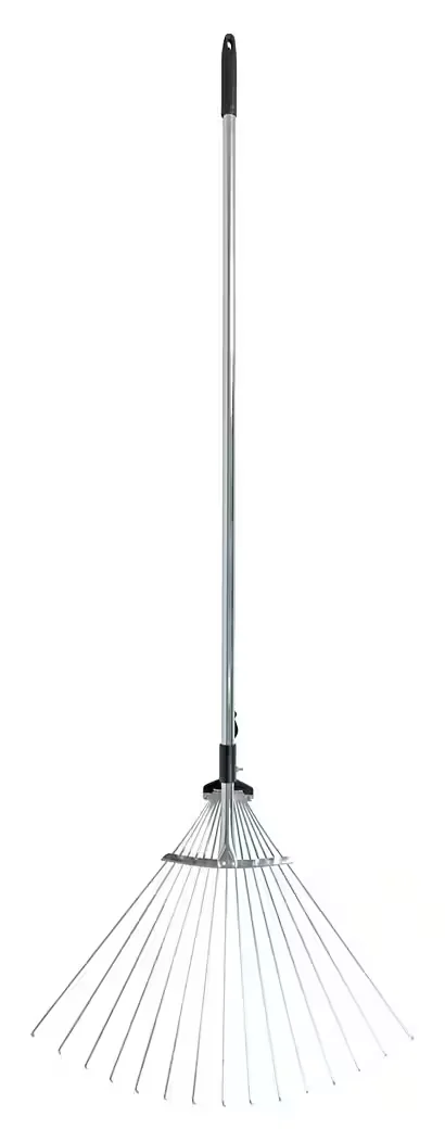 BURI Fächerbesen Laubharke 120-155 cm 15 Zinken Gartenrechen