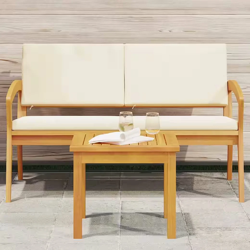 vidaXL Beistelltisch für Gartenlounge Massivholz natur geölt