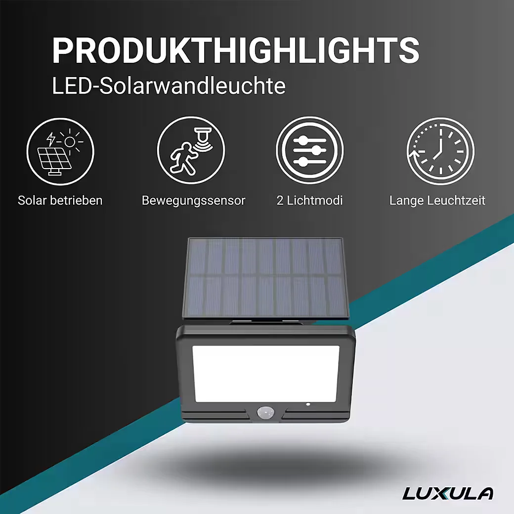 LUXULA Solar LED Aussen Wandleuchte LXSO700125 PIR Sensor 4000K IP54