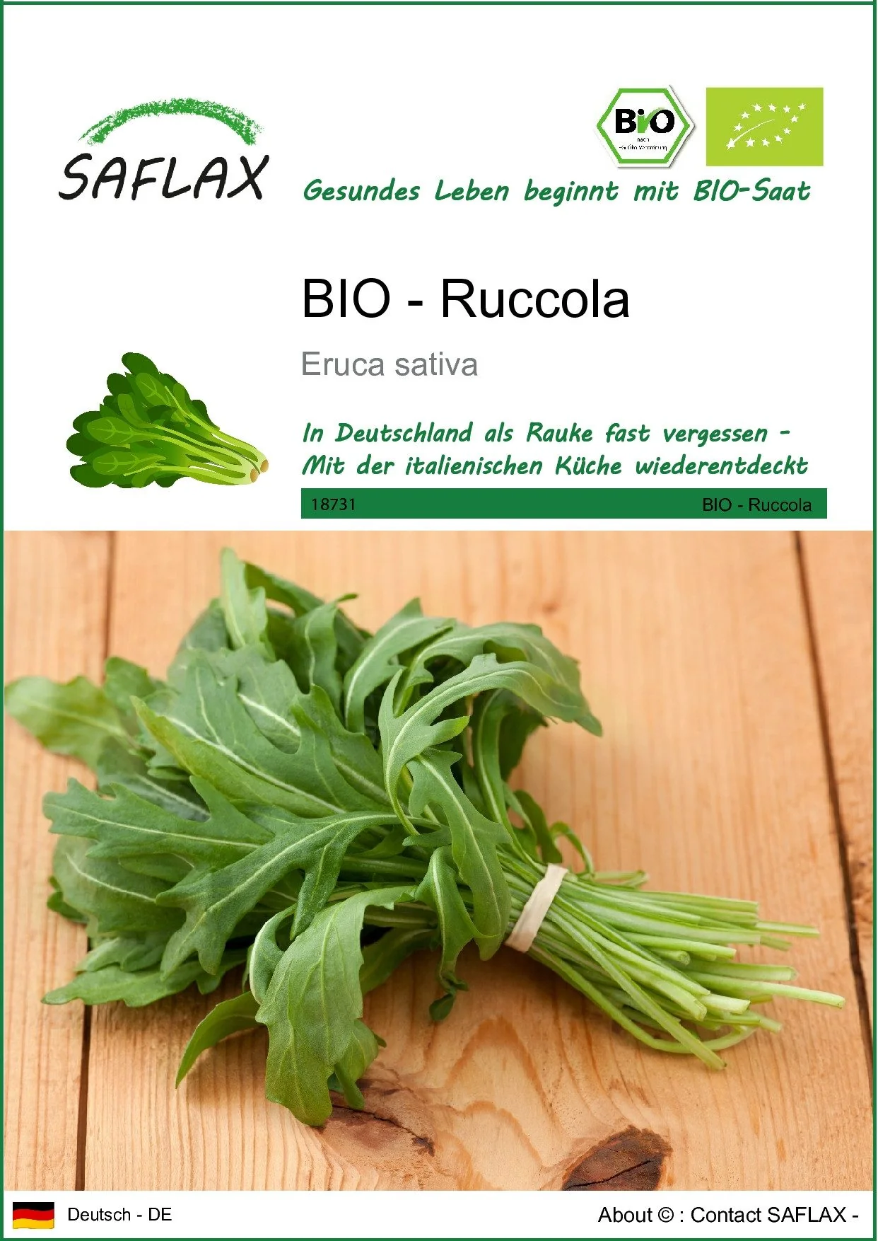 SAFLAX Bio Rucola Gemüsesamen