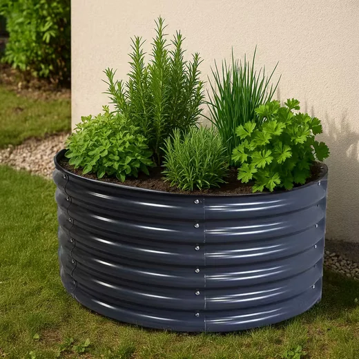OSOLTUS Hochbeet halbrund Metall 105 x 60 cm Pflanzbeet