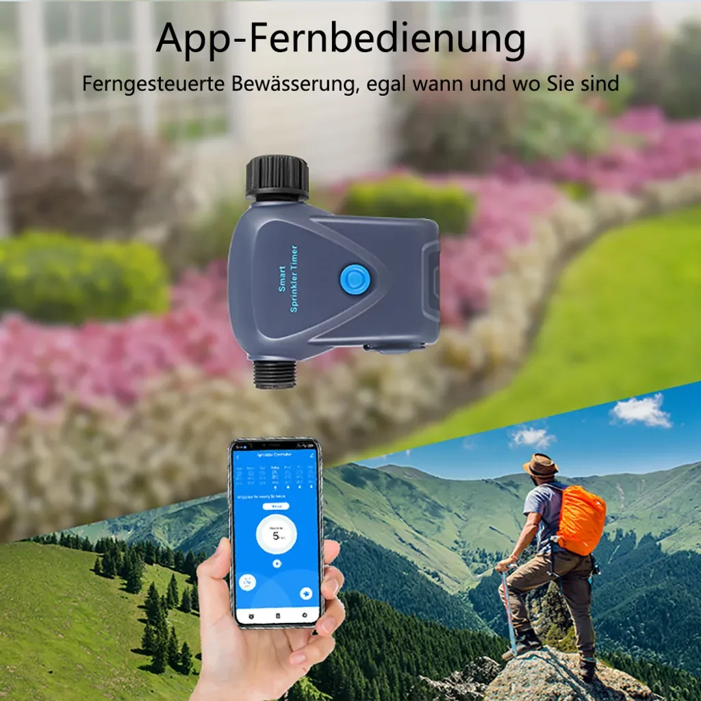 hocan Smart Bewässerungssystem mit Timer Fernbedienung Wasserzähler
