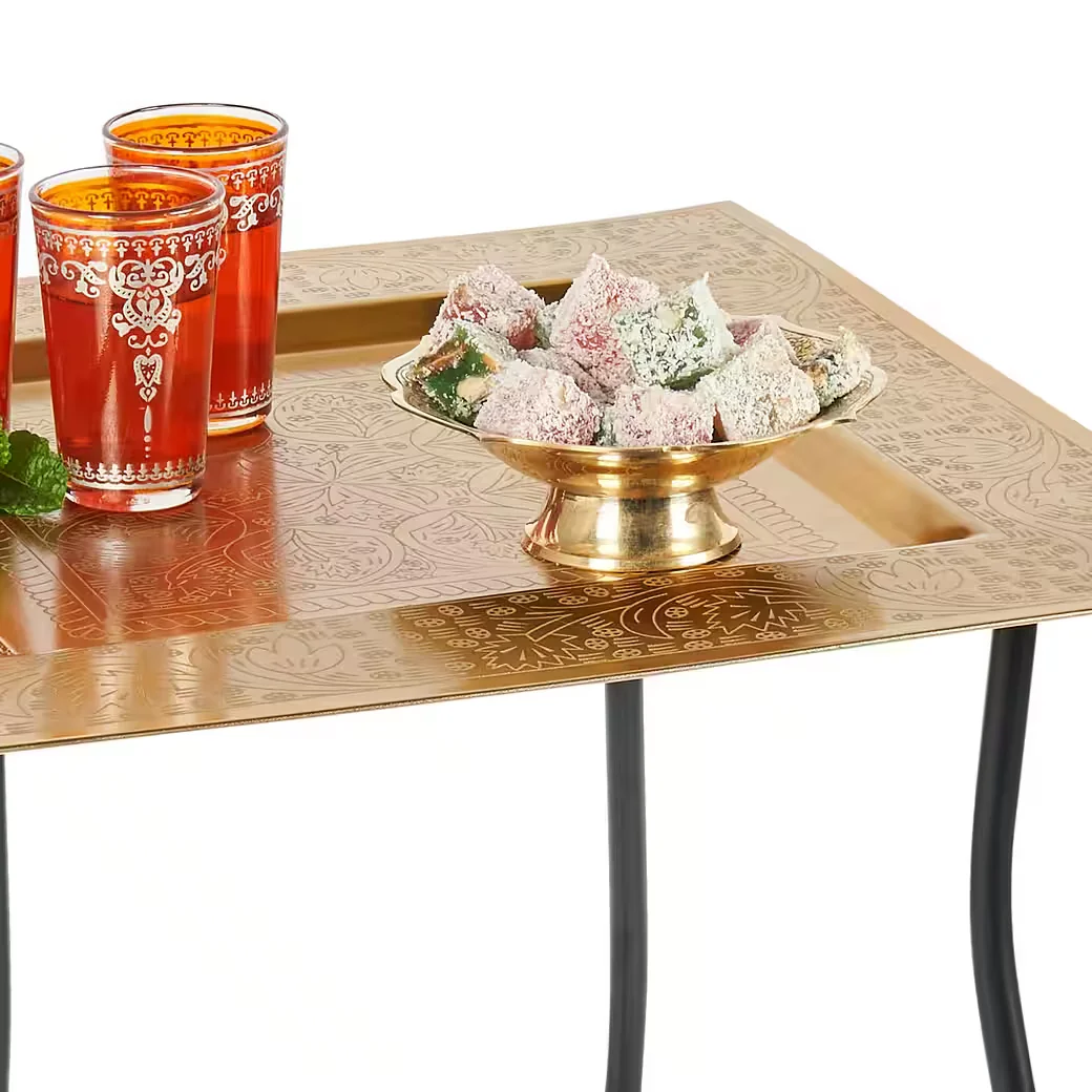 Marrakesch Orient Beistelltisch Sule eckig Gold Metall Klapptisch